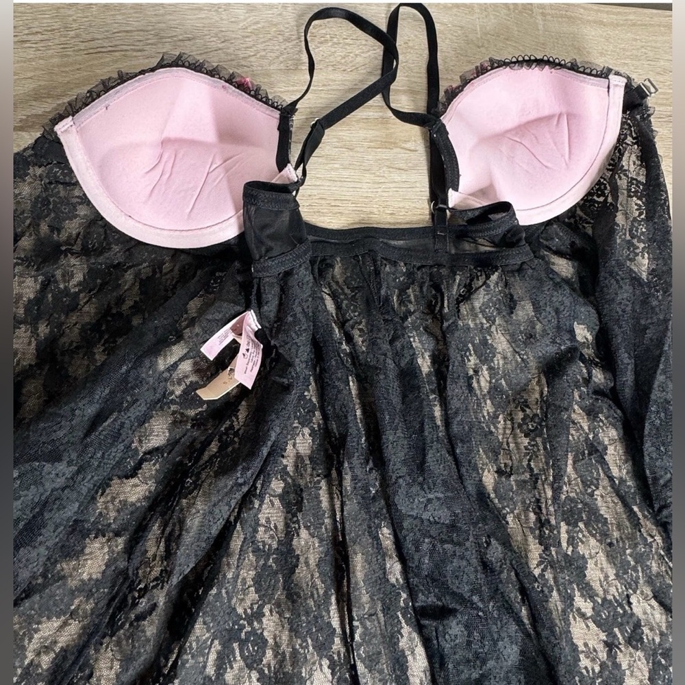Victoria’s Secret Sexy Little Things Black Sheer Ruffle Lingerie Cami 34C - Picture 5 of 10